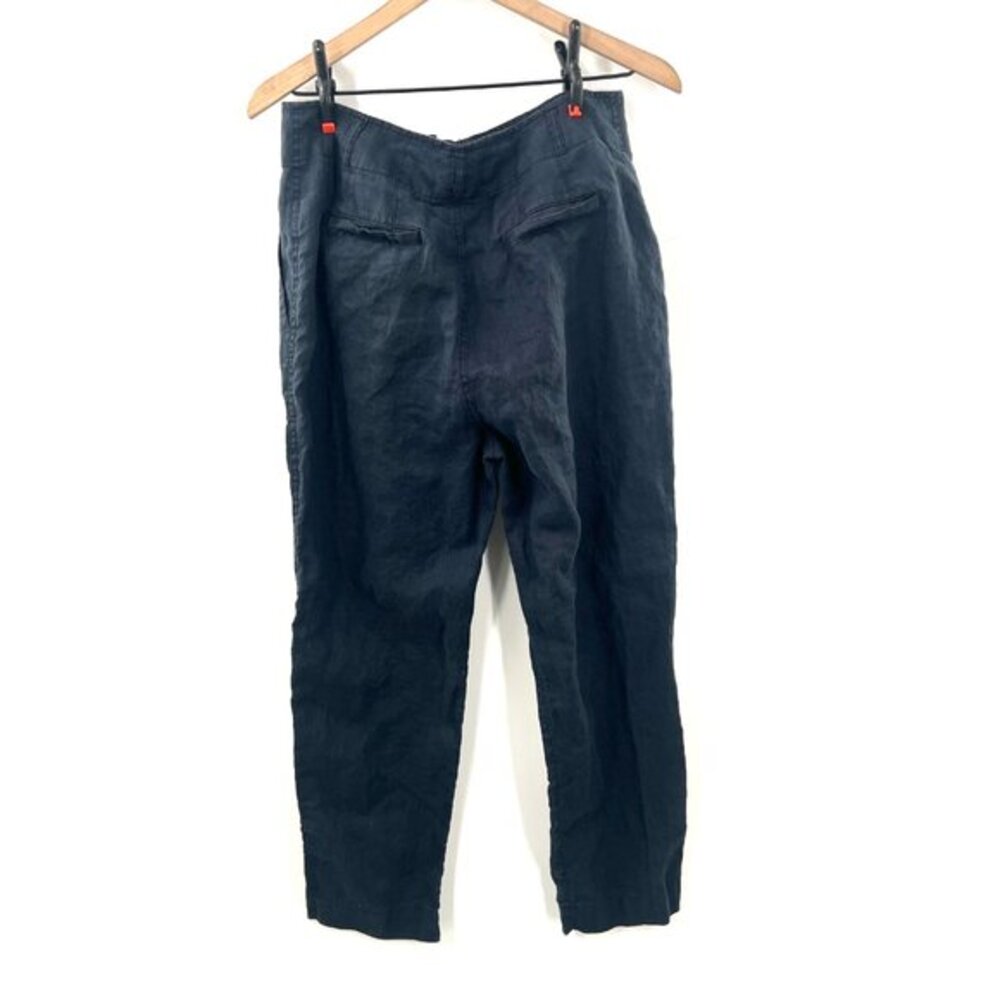 Lauren Ralph Lauren navy blue 100% linen straight leg pants lagenlook coastal 10 - Picture 10 of 15